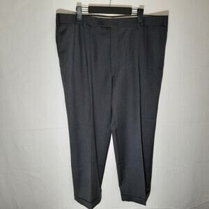 Jos A Bank Wool Dress Pants 42x30 Charcoal Flat Front USA Made Men’s Trousers